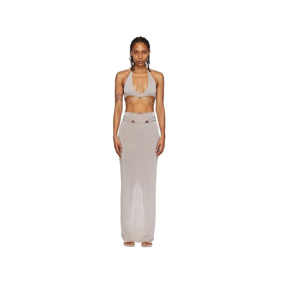 TYRELL Maxi Beaded Boho Skirt Set‎ Grey XS - Picture 1 of 5